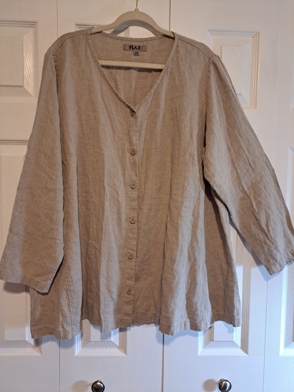 FLAX NWOT Natural Linen Button-Front Women’s Tunic